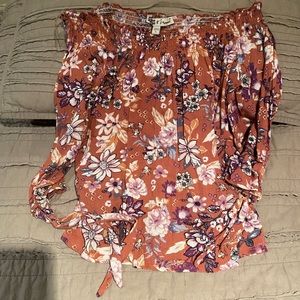 Floral off shoulder 3/4 sleeve shirt
